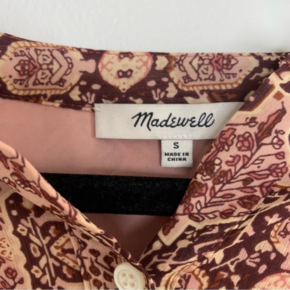Madewell kaleidoscope drawstring waist button front top - Picture 9 of 12
